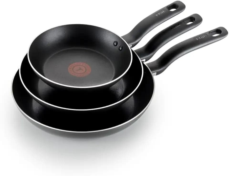 T-fal Specialty Nonstick Fry Pan Set 3 Piece, 8, 9.5, 11 Inch, Oven Broiler Safe 350F, Cookware, Pots and Pans Set Non Stick, Kitchen Frying Pans, Skillets, Durable, Dishwasher, Black
