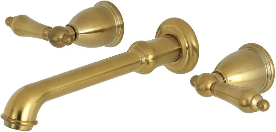 Kingston KS7127AL Wall Mount Bathroom Faucet, Brushed Brass
