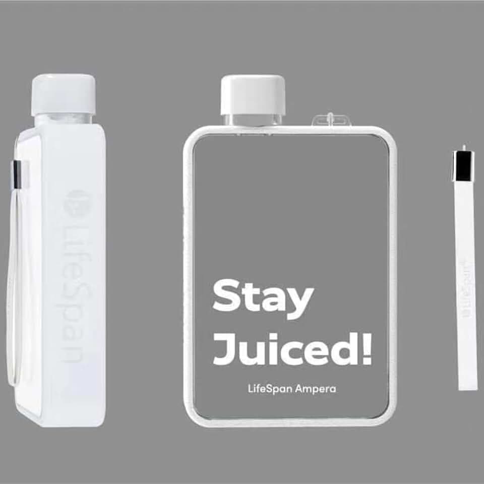LifeSpan Fitness 13oz Flask Water Bottle, portable travel bottle for Outdoor Sport Gym Hiking, White