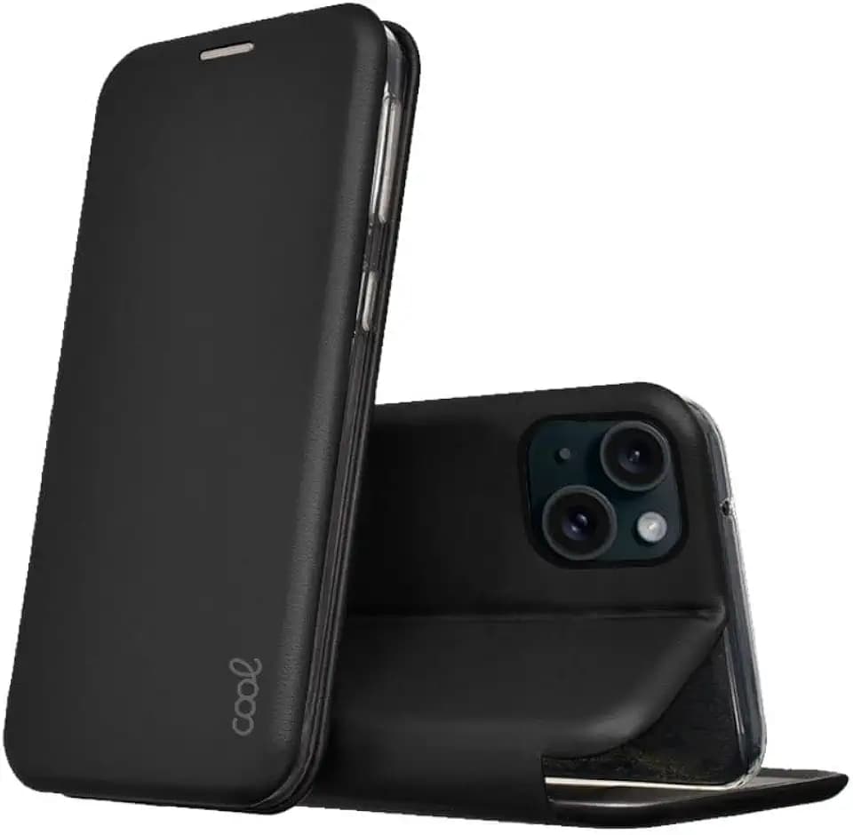 Cool Flip Cover Schutzhülle für iPhone 15 Elegance, Schwarz