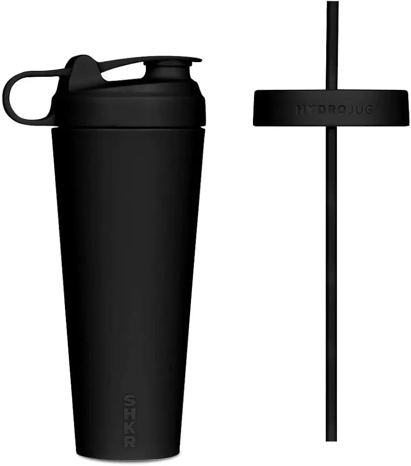 HydroJug Shaker Cup 24oz - Perfect For Protein Shakes, Pre-Workout Drinks, Iced Coffee - Easy Blending, Vacuum Insulated, Cup Holder Compatible, BPA Free - Keeps Temp For Hours, Black