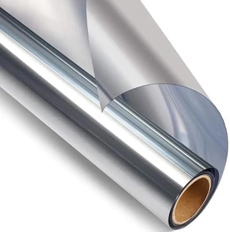 Fensterfolie Spiegelfolie Silber - 60 x 300 cm - Selbshaftend Blickdicht Sichtschutzfolie für Fenster - Sonnenschutzfolie Fenster Innen - Spiegelfolie Fenster Sichtschutz - Silber