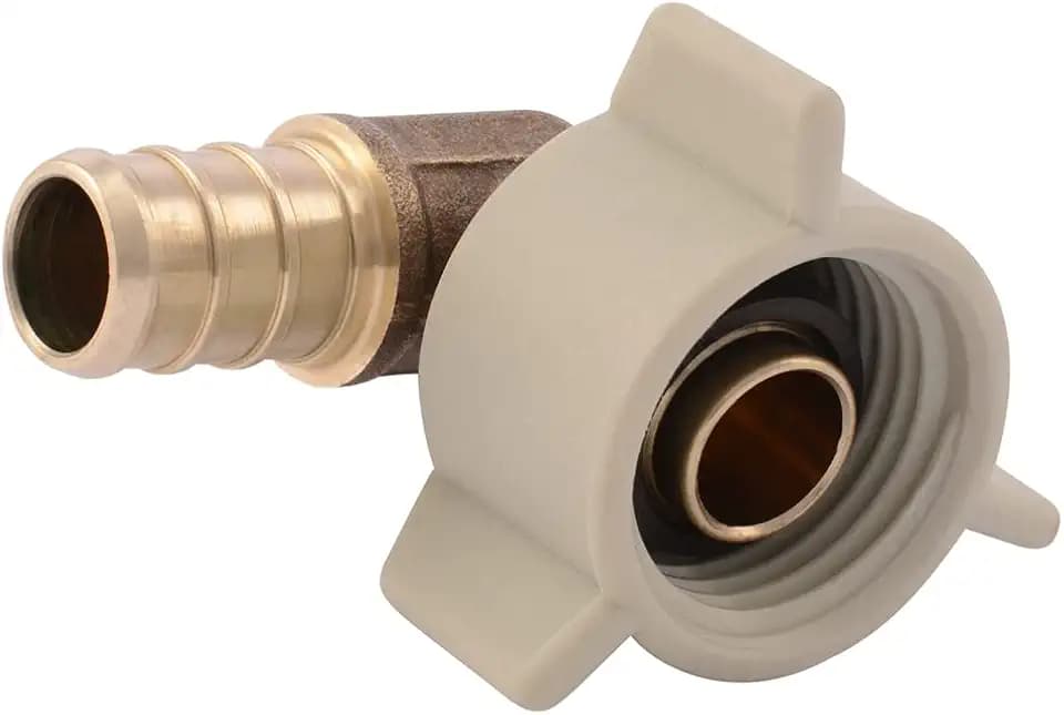 SharkBite 1/2 Inch NPSM Crimp 90 Degree Swivel Adapter Elbow, Brass Plumbing Fitting, PEX Pipe, PE-RT, UC532LFA