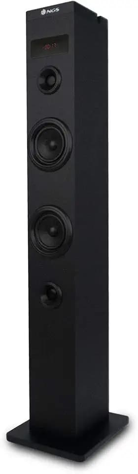 NGS Sky Charm - 50W Bluetooth Sound Tower mit Fernbedienung, Optischem Eingang, USB, FM Radio und AUX IN (Schwarz)