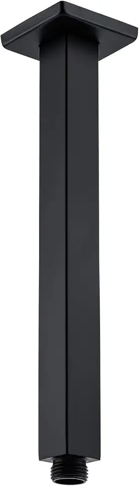 BESTILL 10 Inch Matte Black Ceiling Mount Shower Arm and Flange, Square Rain Shower Arm