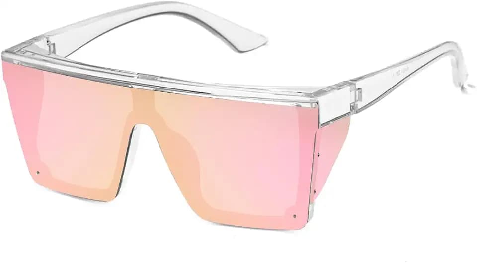 Fashion AnsiZ87 Designer Safety Sunglasses for Men Women Large Flat Square Trendy Mirrored Side Shield