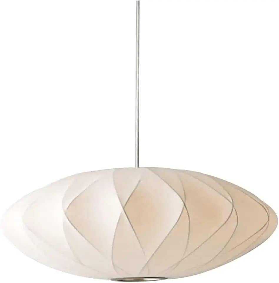 19.7inch Silk Pendant Light, Italian Modern White Lantern Fabric Silk Ceiling Hanging Lamp Saucer Chandelier Suspension Lighting Fixtures for Living Room Bedroom Hotel Hall Cafe
