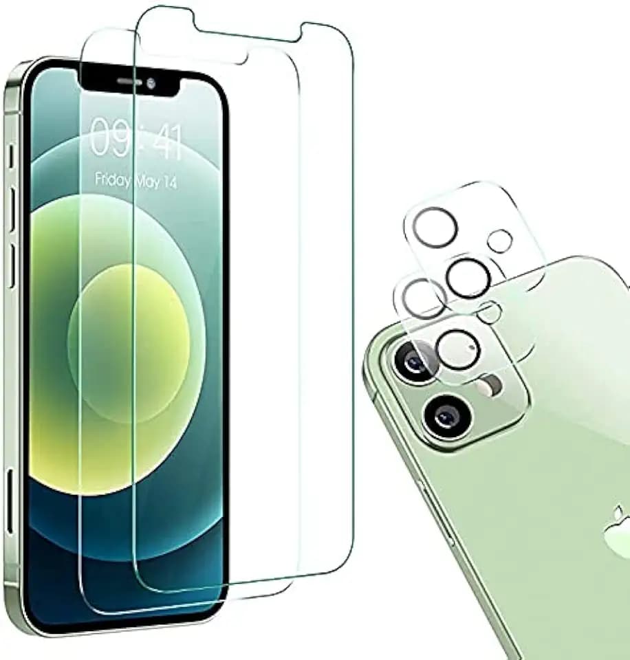 9D Panzerglasfolie Kompatibel mit iPhone 12 mini | Kratzfestes Glas + Schutzfolie aus Glas 9H Transparent + Kamera Folie