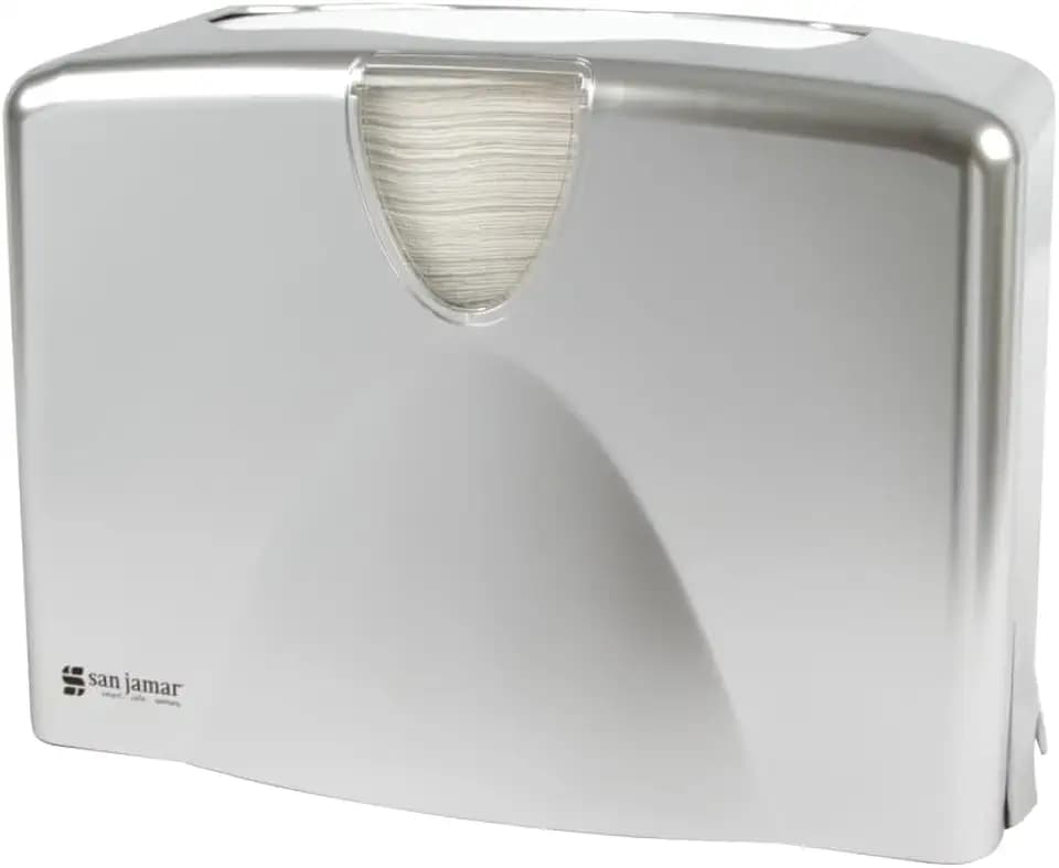 San Jamar Countertop Paper Towel Dispenser Holds Multifold, C-Fold, Or Singlefold Towels for Bathroom, Restaurants, Cafes, Fast Food, Plastic, 9 X 12.25 X 6 Inches, Silver