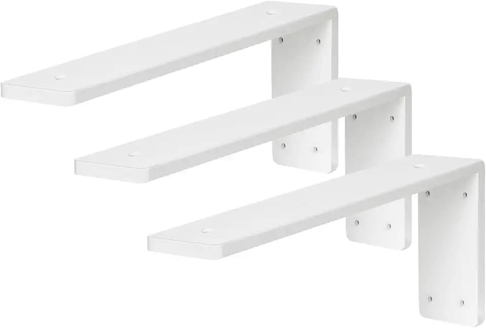 Countertop Support Bracket 14 Inch 3 Pack 3/8" Thick White Heavy Duty Granite Support Bracket 14"x6"x2.5" L Shape Iron Metal Support for Granite Quartz Wood Laminate Countertops