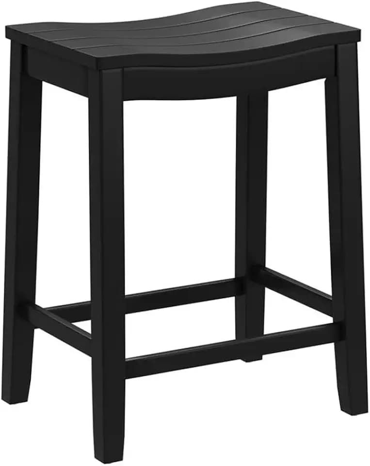 Hillsdale Fiddler Wood Backless Counter Height Stool with Saddle-Style Seat, Black
