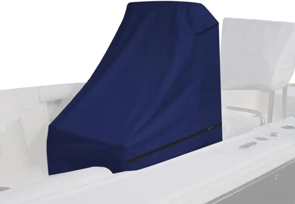 600D Fade and Tear Resistant Boat Center Console Cover,Heavy-Duty Waterproof and UV Protection Trailerable Boat Console Cover with Windproof Strap, Navy (Large Size up to 24"L X 36"W X 42"H)