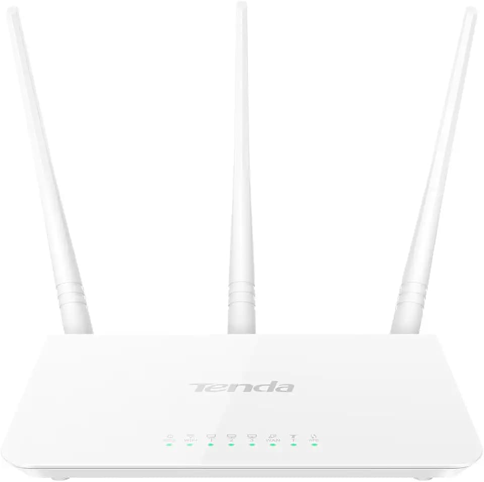 Tenda F3 N300 WLAN Router, 300Mbit/s, nur 2,4GHz, 3 * 5dBi Externe Antennen, 3 LAN/WAN-Port, Kindersicherung, Gastnetzwerk, Access Point Modus, Keine DSL-Funktion, für Wohnung mit 1-2 Zimmern, Weiß