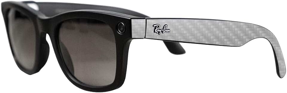 Carbon Fiber Glasses Skin Compatible with Ray-Ban Meta Wayfarer (Gen 1 or 2) - Cold Steel - Premium 3M Vinyl Protective Wrap Decal Cover - Easy to Apply | Crafted in the USA by MightySkins
