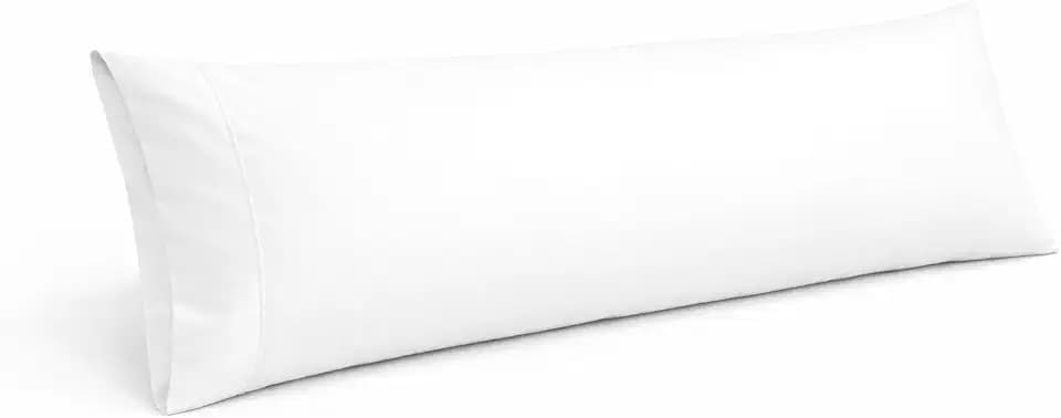 Cotton Delight Organic Cotton Body Pillow Cover 20x48 – 600 Thread Count Sateen Weave, Ultra-Soft & Smooth Long Body Pillowcase with Envelope Closure, Pure White Body Pillow Case (1 Pack)
