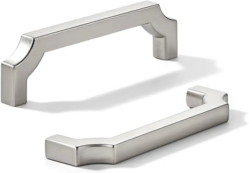 khtumeware 10-Pack 3-1/2 Inch Square Brushed Satin Nickel Cabinet Pulls, Solid Zinc Alloy Heavy-Duty Handles for Kitchen/Bathroom Cabinets, Drawers & Cupboards (3-1/2 Inch Center to Center)