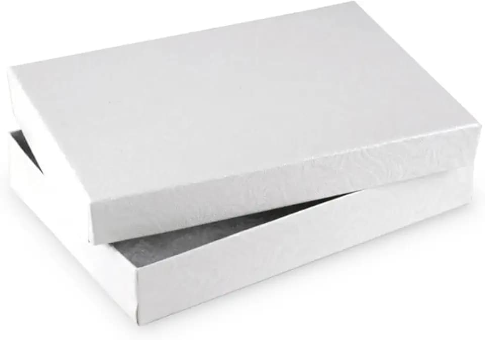 RJ Displays 6 Pack Cotton Filled Swirl White Jewelry Gift Boxes with Lid for Pendant, Necklace, Bracelet, Earrings & Brooch, Elegant Jewelry Packaging for Retail Display & Small Gifts 8 1/8" x 5 5/8" x 1 3/8" Inch