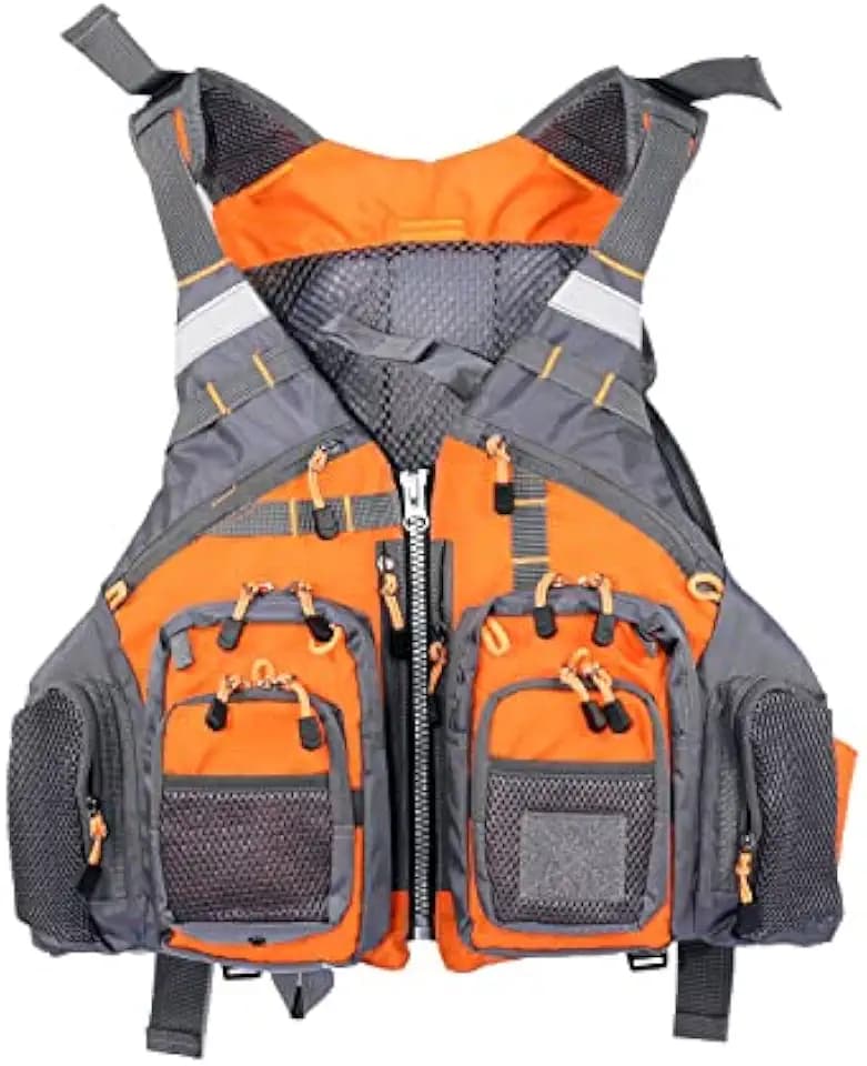 JKSPORTS Fly Fishing Vest - Fishing Safety Life Jacket for Swimming, Sailing, Boating, Kayak - Floating Multifunction Breathable Backpack for Men and Women - Adjustable, Grey/Green/Red/Blue