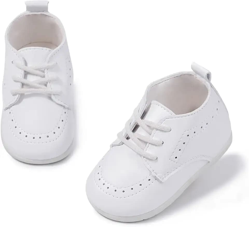 ohsofy Infant Baby Boy Oxford Shoes PU Leather Loafers Rubber and Soft Sole Wedding Dress Shoes Toddler Girl Baby Walking Shoes