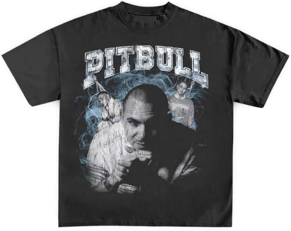 Pitbull Unisex Adult Pitbull Official Merch 3 Photo T-Shirt