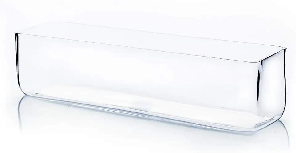 WGV Rectangle Block Glass Vase, Width 4", Length 16", Height 4", Clear Long Floral Container, Candle Holder for Home Office Wedding Decor, 1 Piece