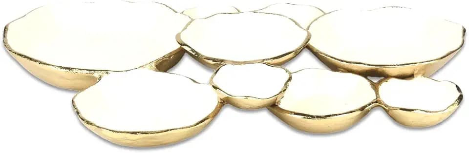 Cruiser’s Caché 17" Cluster of 9 Rustic Gold & White Enamel Serving Bowls