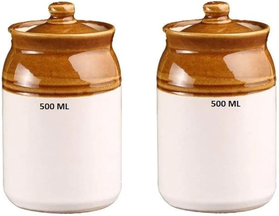 ceramic pickle jar and Dispenser Dining Accessories Cornichon Crockery Pulses Dry Fruit Pickle Storage Jar For Kitchen, Set of 2