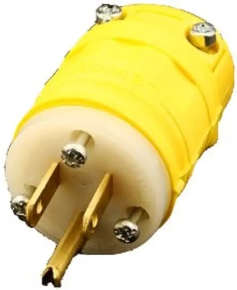 Leviton 15 Amp, 125 Volt, Plug, Industrial Grade, Straight Blade, Dustguard, Grounding, 1447, Yellow