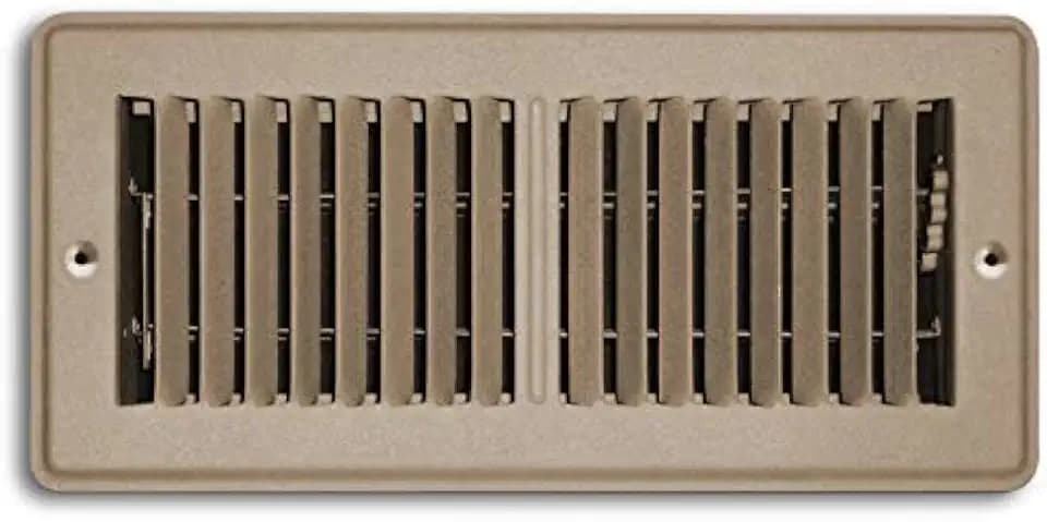 6" X 12" Mobile Home RV Floor Register Vent Grille with Back Dampers - Fixed Blades - 2 Way Deflection - Brown