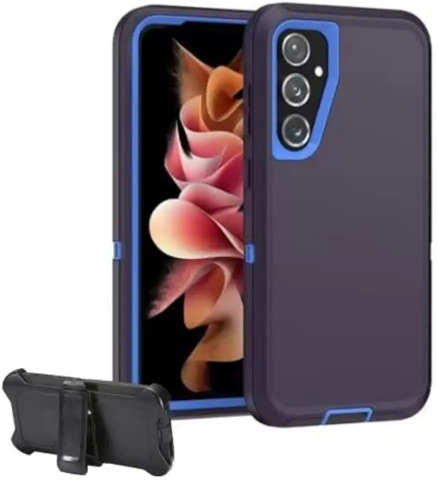 Case for Samsung Galaxy S24 FE 5G,Protective Cell Phone Cover with Belt-Clip Holster,Military Grade 3 in 1 Heavy Duty Shockproof Drop Proof Dust Proof Phone Rugged Cover for Galaxy S24 FE -Blue