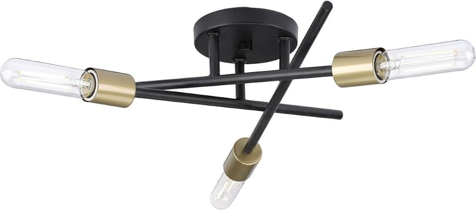 Progress Lighting P350225-020 Astra Collection 3-Light Modern Semi-Flush Mount Light Antique Bronze