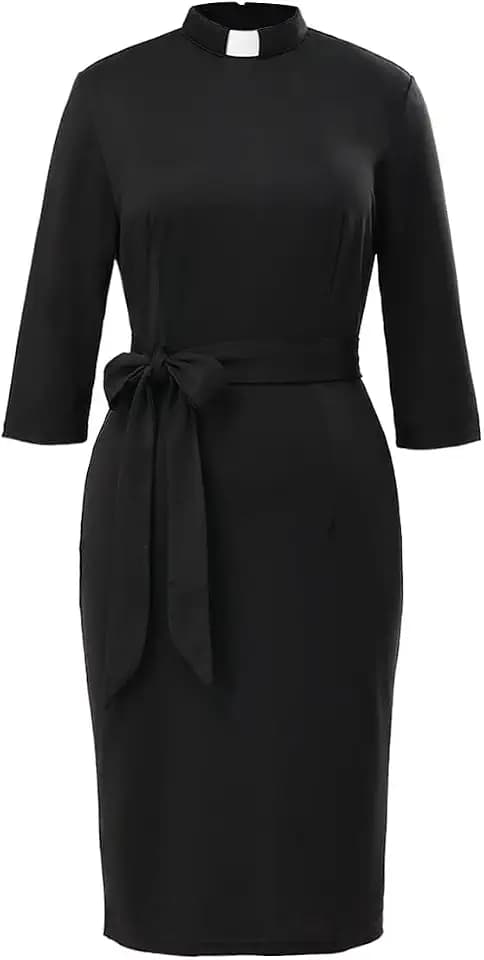 BPURB Women's Clergy Pencil Dresses 3/4 Sleeve Bodycon Slim Dress
