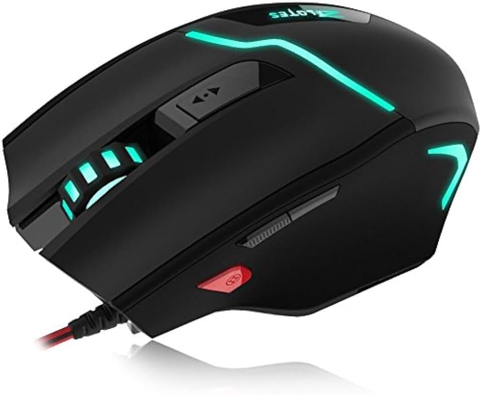 Zelotes Gaming-Maus, 7200 DPI, 7 Tasten, Multi-Modi, LED-Lichter, 7 einstellbare DPI-Stufen, 600/1000/1600/2400/3200/5400/7200 DPI, optisch, USB, kabelgebunden