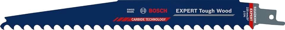 Bosch Professional 3x Expert ‘Tough Wood’ S 1142 KHM Säbelsägeblatt (für Druckimprägniertes Holz, Bauholz, Länge 225 mm, Zubehör Säbelsäge)
