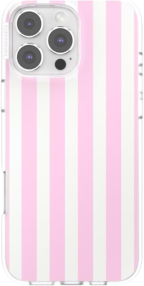 PopSockets iPhone 16 Pro Max Phone Case with MagSafe- Club Stripe Pink