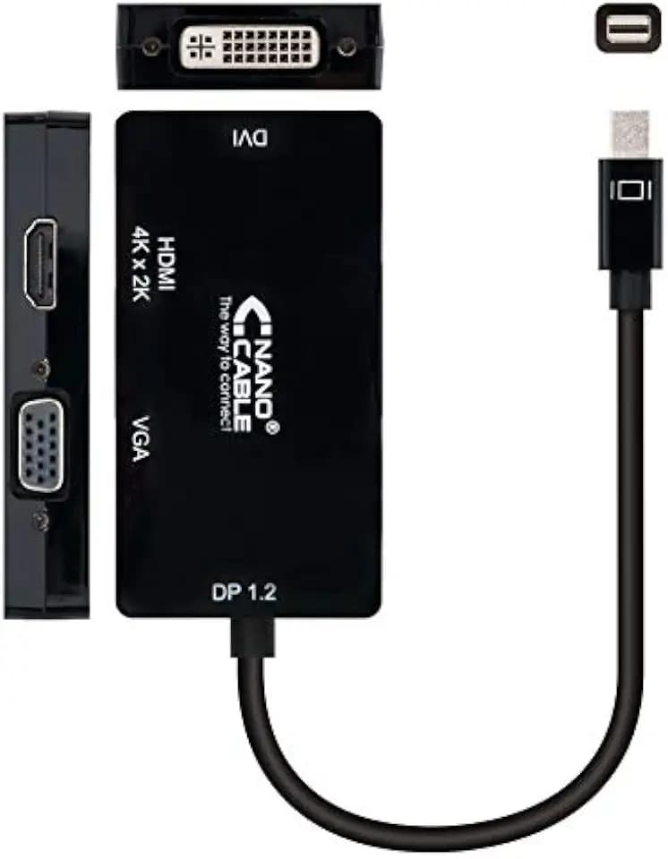 Mini DisplayPort auf VGA/DVI/HDMI 3-in-1 Adapter (DP1.2/M-VGA/H-DVI/H-HDMI/H) HDMI 4K schwarz