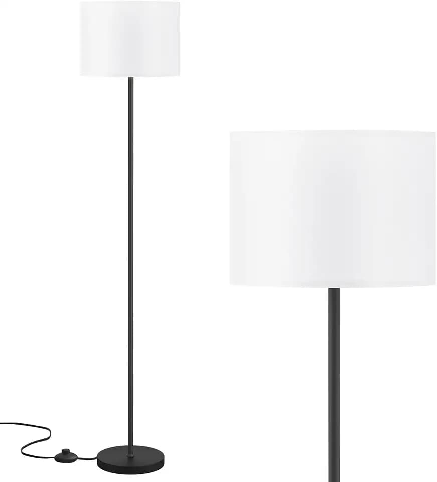 Modern Floor Lamp Simple Design with White Shade & Foot Pedal Switch