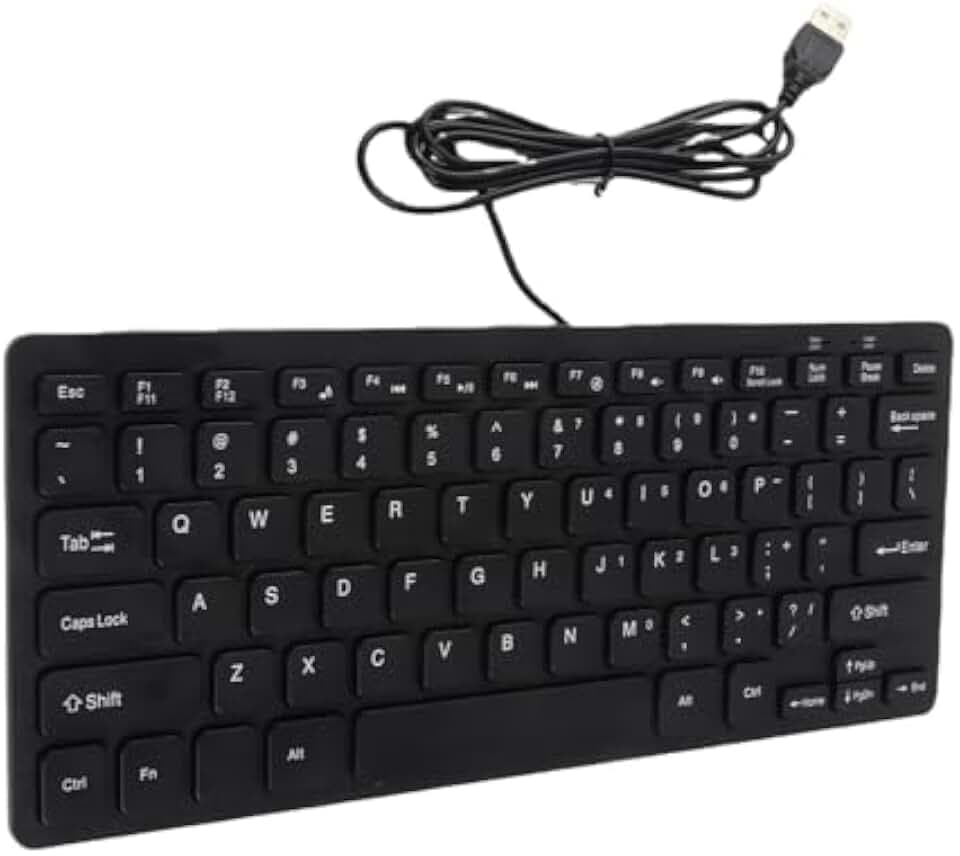 KIMISS Tastatur, kabelgebunden, ultradünn, PC, kleine Tastatur, USB, Kunststoff, 78 Tasten, ultradünn, Mini-USB, kabelgebunden, für Computer, Laptop, PC (schwarz)
