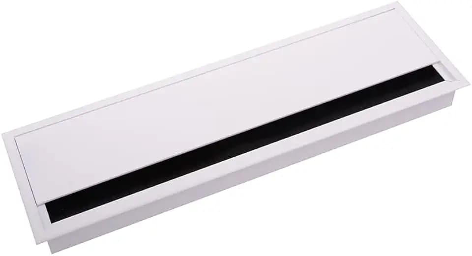 cyclingcolors Rechteckige Kabeldurchführung aus weißem Aluminium (320 x 100 x 29 mm) für Büromöbel und Tische