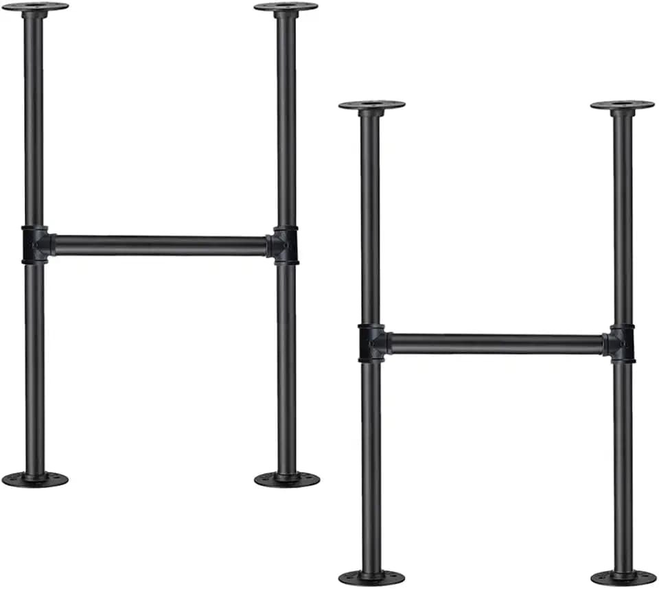 Mdjwjj Industrial Pipe Table Leg Set,Metal Legs for Coffee and End Tables, Desks, Nightstand,2Pcs, 28" H × 14" W(Black)