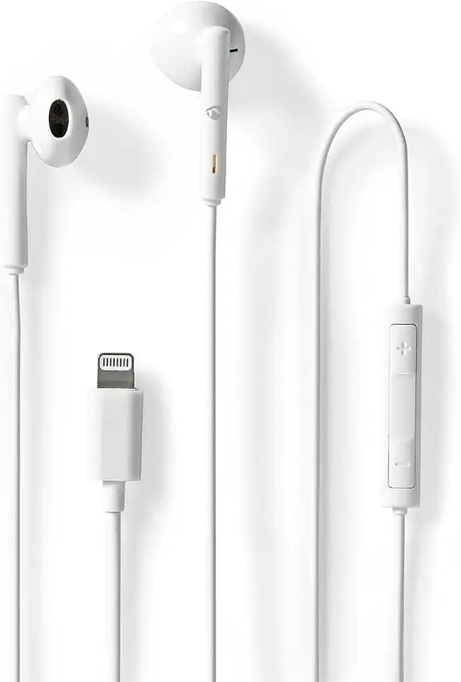 NEDIS | Wired Earphones | Lightning | Cable Length: 1.20 m | Built-in Microphone | Volume Control | White