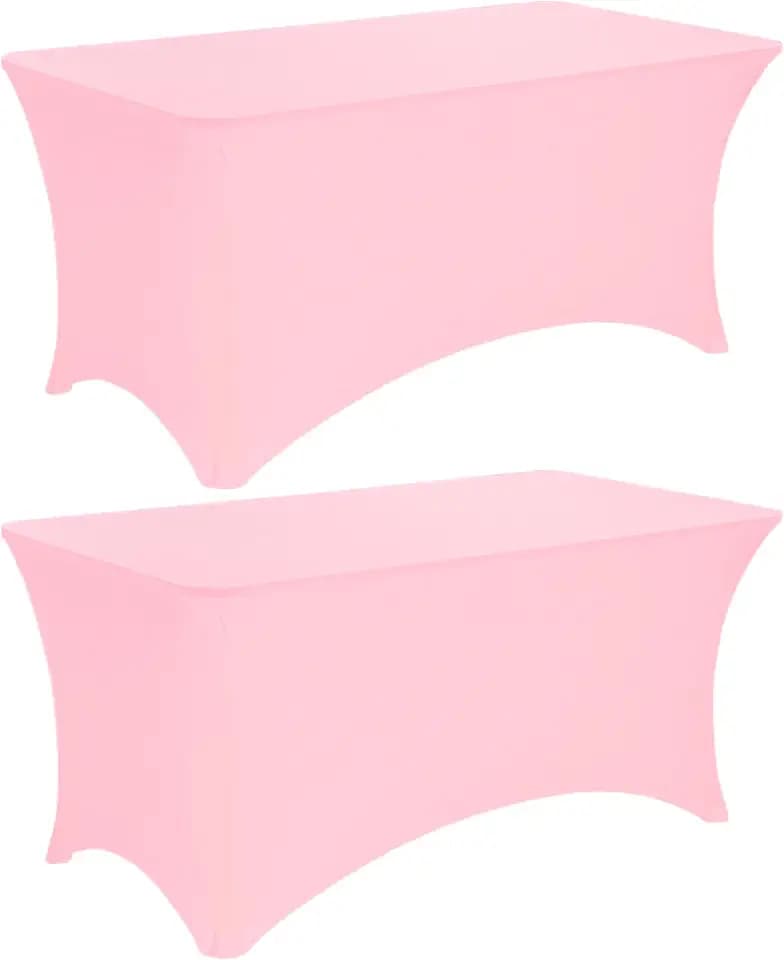 2 Pack 6FT Spandex Table Covers Washable Wrinkle Resistant Stretch Fitted Rectangle Tablecloth for Folding Table Wedding Party Birthday Banquet Bar Events(Pink)