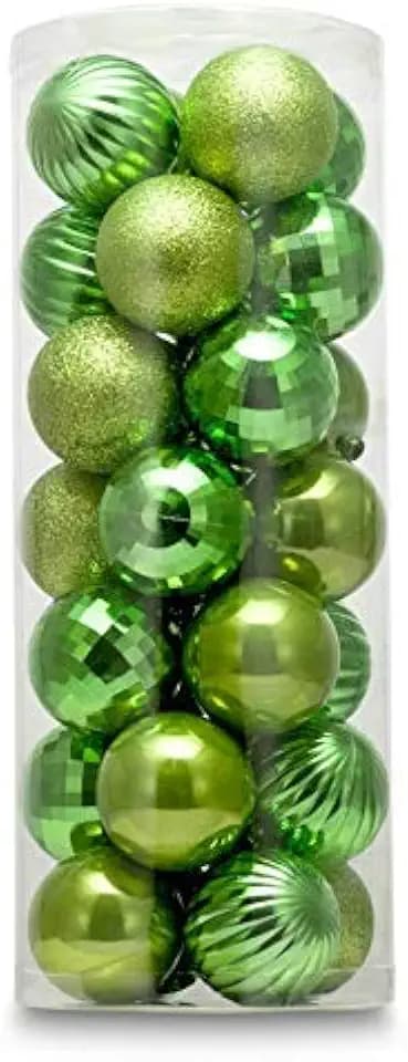 28ct Shatterproof Christmas Ball Ornaments in 4 Classic Finishes for Christmas Tree Decoration (Lime Green, 2.36“ Regular Size)