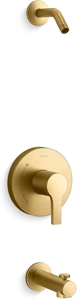 Kohler Plumbing K-TLS35322-4-2MB Elate Rite-Temp Bath and Shower Trim Kit, without Showerhead, Vibrant Brushed Moderne Brass