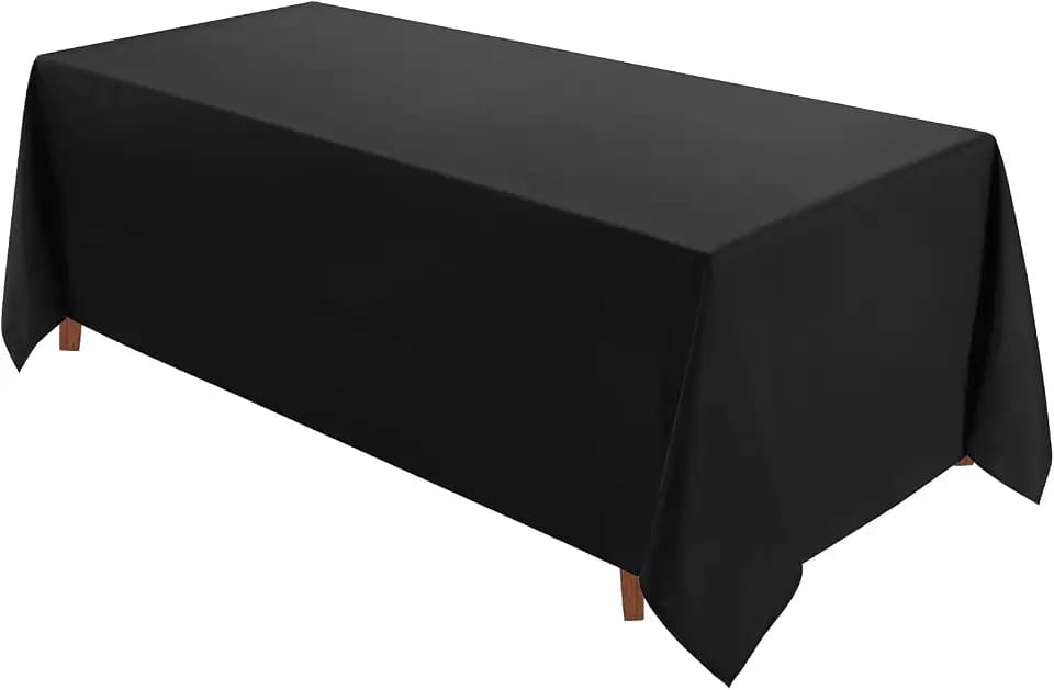 VidaFete 1 Pack 90 * 156inch Black Rectangle Tablecloth for 8ft Tables