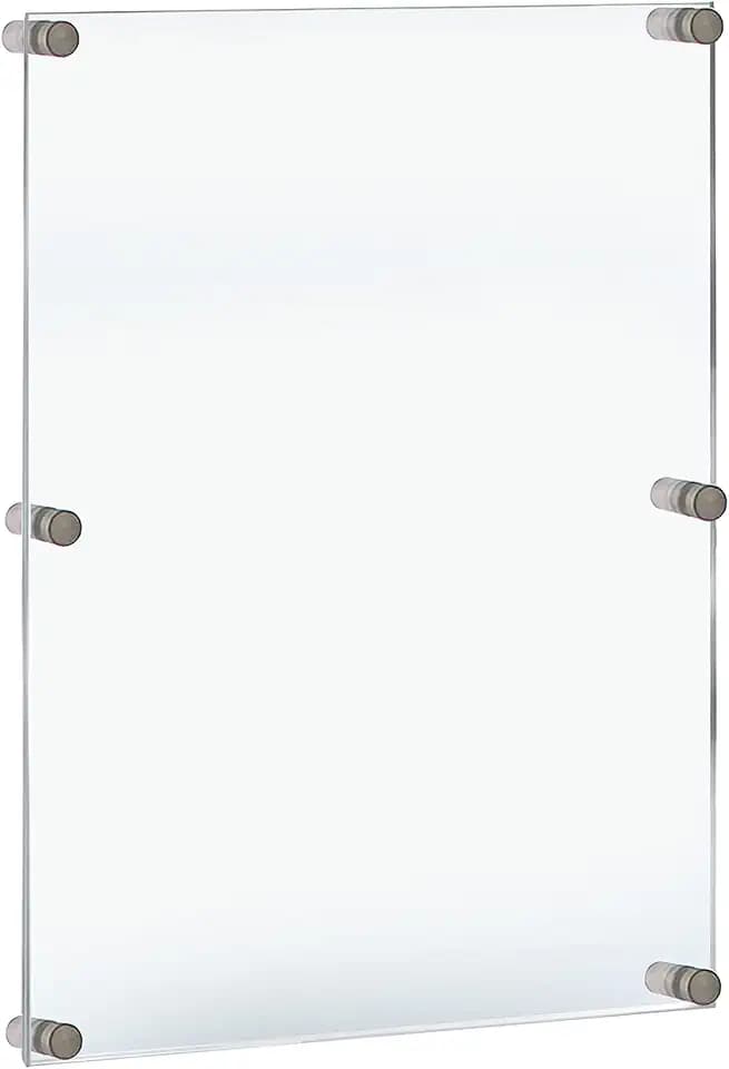 Azar Displays,105536, Floating Acrylic Wall Frame with Silver Hardware Stand Off Caps, Clear Hanging Photo Frame Display Mount with Frameless Border, Glass-Like Frame for Large Prints, 24" x 36"