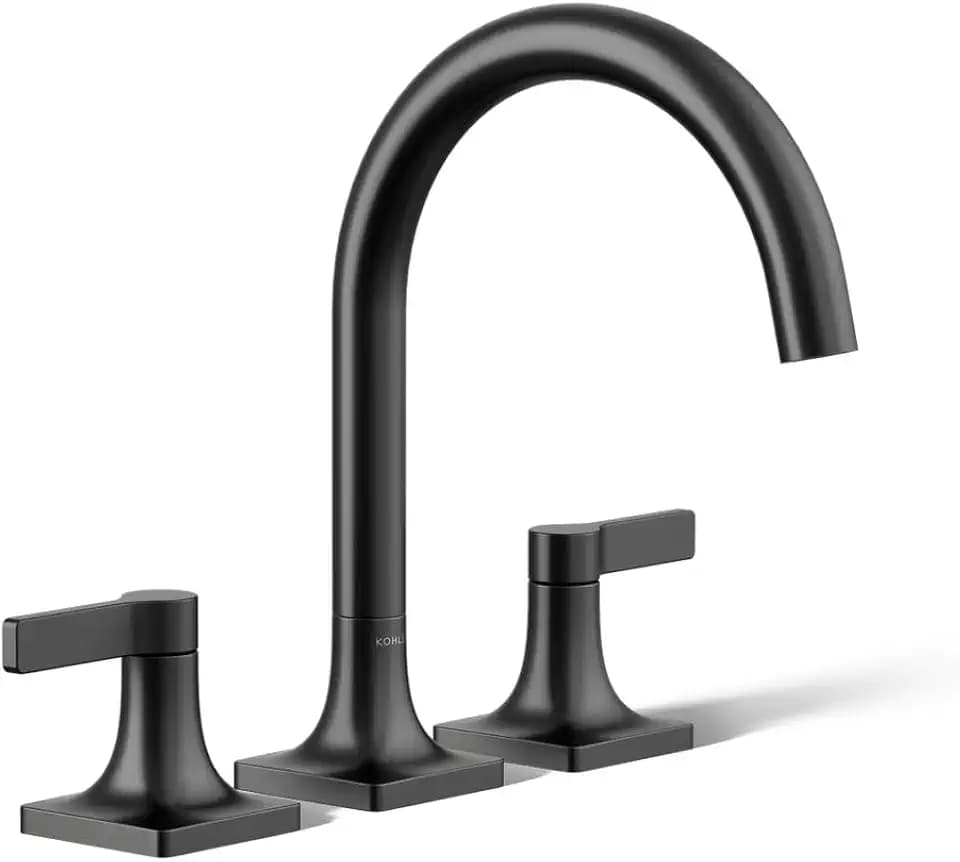KOHLER K-T28131-4-BL Venza Deck-Mount Bath Faucet Trim, Two Handle, Premium Durable Material, Corrosion Resistant, Matte Black