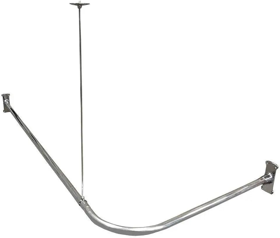 WO L-Shape Shower Curtain Rod, Polished Chrome, 61. 5 x 25. 75 x 24 inches