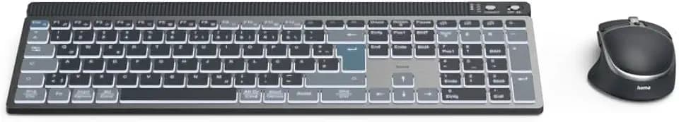 Hama Tastatur-Maus-Set kabellos, Multi-Device, 1x Funk, 2X Bluetooth, LED
