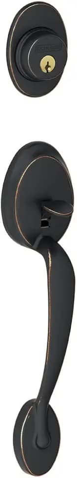 Schlage F58 PLY 716 Plymouth Exterior Handleset with Deadbolt, Aged Bronze (Exterior Half Only)